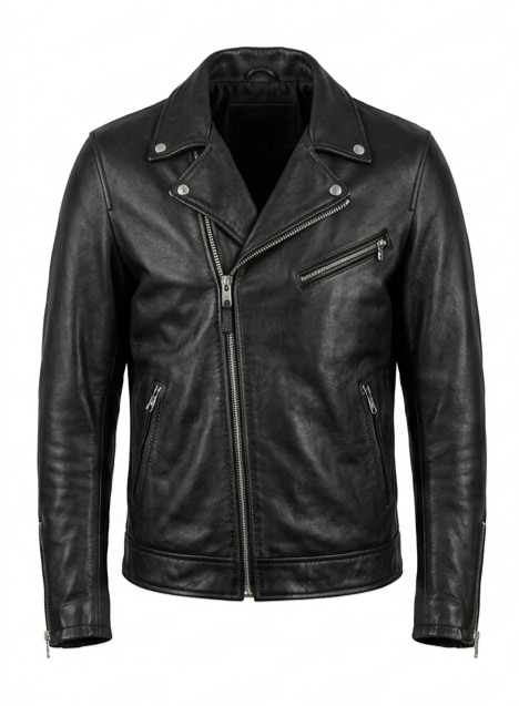 Men's Black Genuine Biker Jacket
